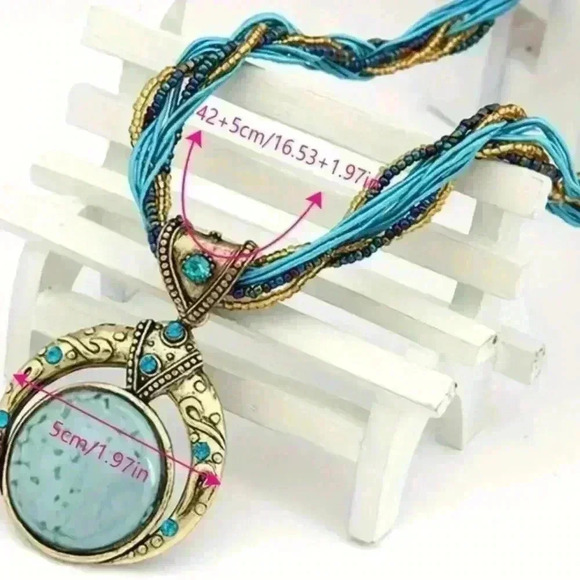 Unique Handwoven Rice Bead Necklace - - Picture 3 of 3